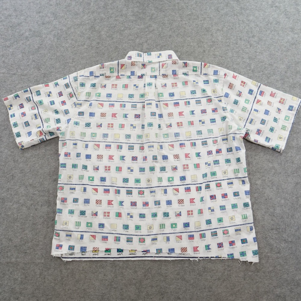 Reyn Spooner Shirt Mens Extra Large White Nautical Flag Pullover Vintage 80s - Picture 2 of 11